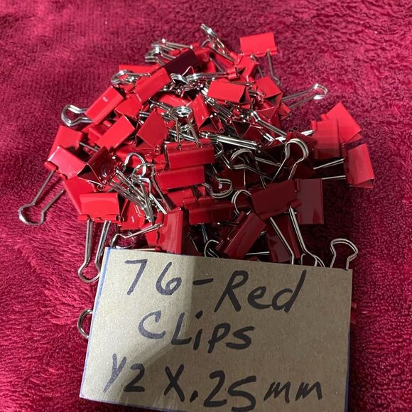 RED MR.PEN LOT 76 PC RED Home OR Office Binder Clamps Utility metal clips - Picture 2 of 7